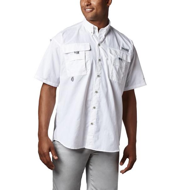 Columbia PFG Bahama II Fishing Shirts White For Men's NZ21683 New Zealand